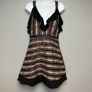 NWT For Love & Lemons Persephone Romantic Embroidered Ruffle Mini Dress Sz M